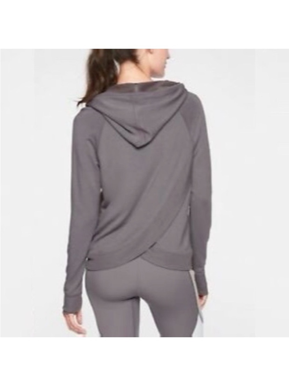 ATHLETA CROSS BACK HOODED PULLOVER/ SILVER BELLS
